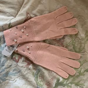 Ann Taylor Factory Pink Gloves with Pearl Cuff
